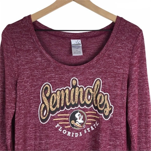 FSU Seminoles Top Long Sleeve Space Dye Stretchy Game Day Football Size Large - Picture 2 of 10